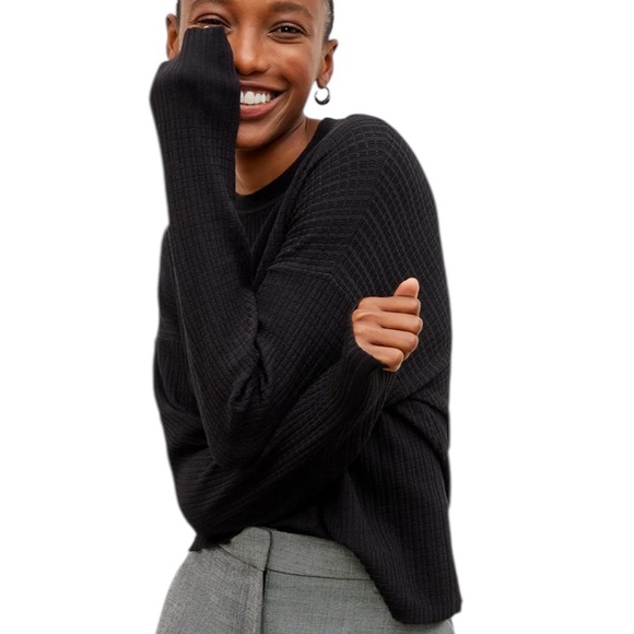 MM LaFleur The Tyler Black Geo Micro Textured Pullover Knit Sweater - M